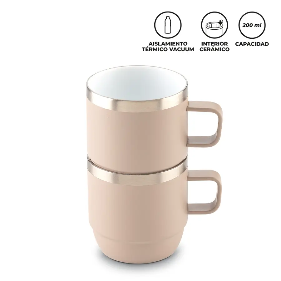 SET DE MUGS METALICOS STYLOR 200mL personalizado con logo - Promall Colombia