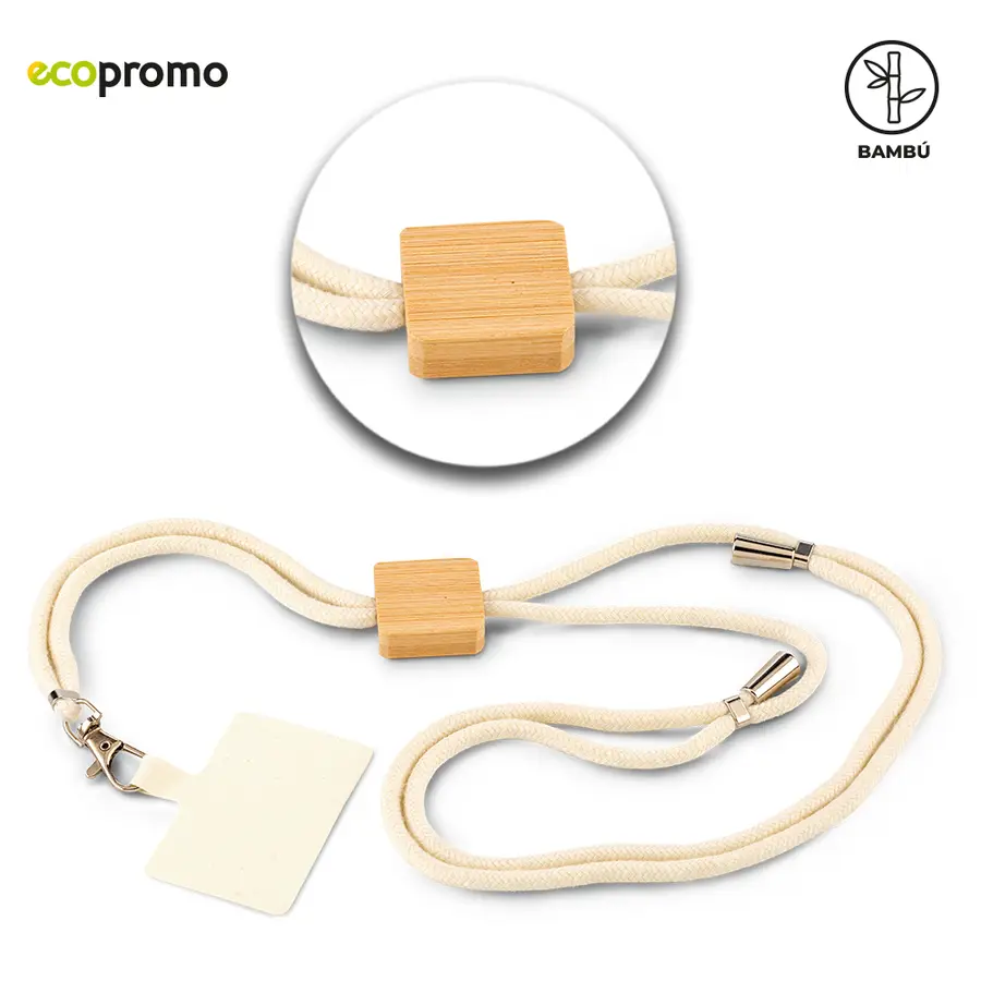 CORDON PARA PORTACELULAR BAMBOO ECO personalizado con logo - Promall Colombia