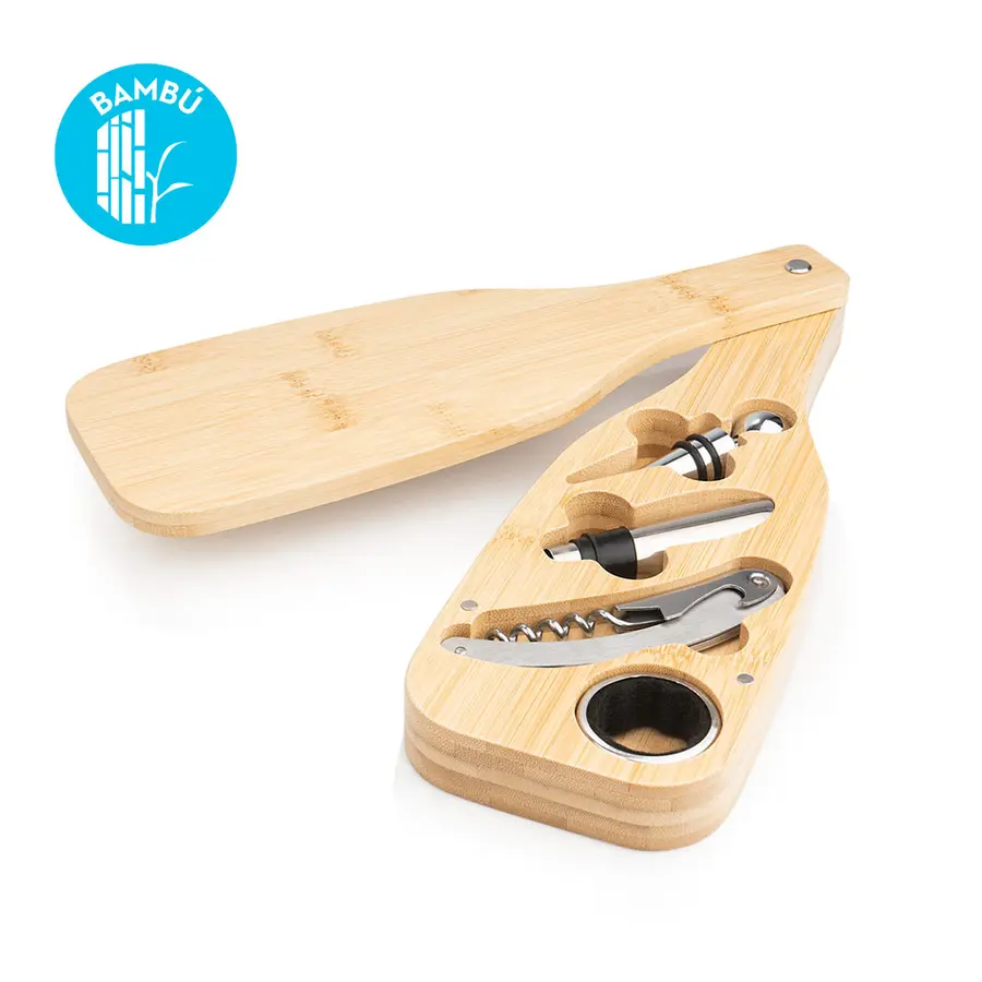 Set de vino Bottle Bamboo 4