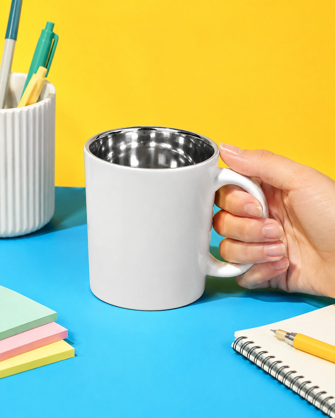 Mug Blanco con Interior Metálico 2