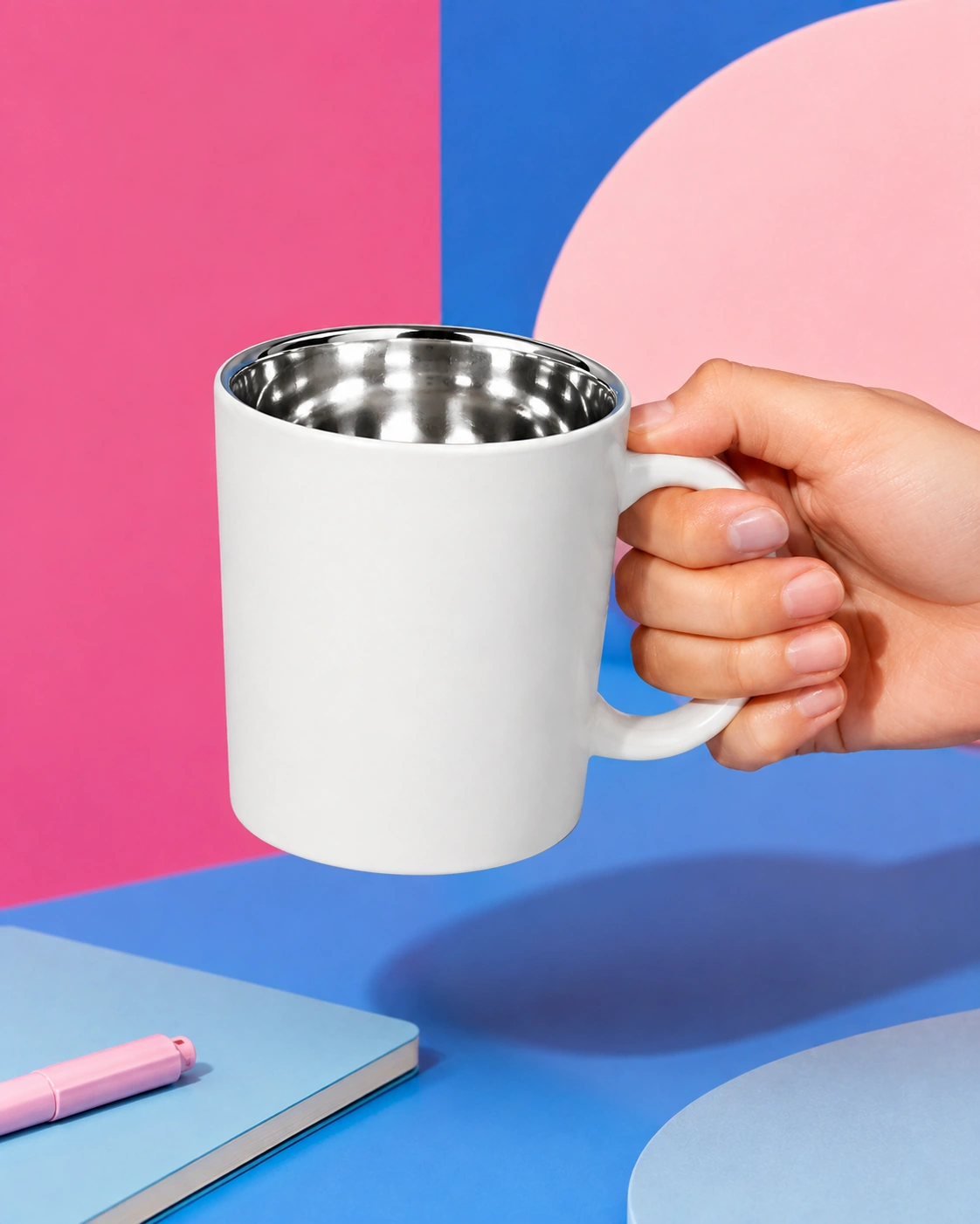 Mug Blanco con Interior Metálico 3
